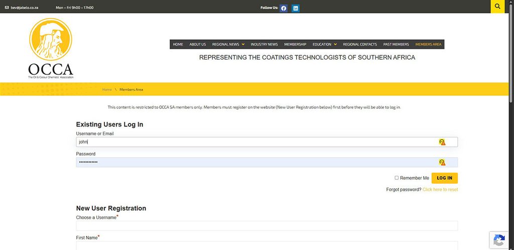 Log in to site to access members area