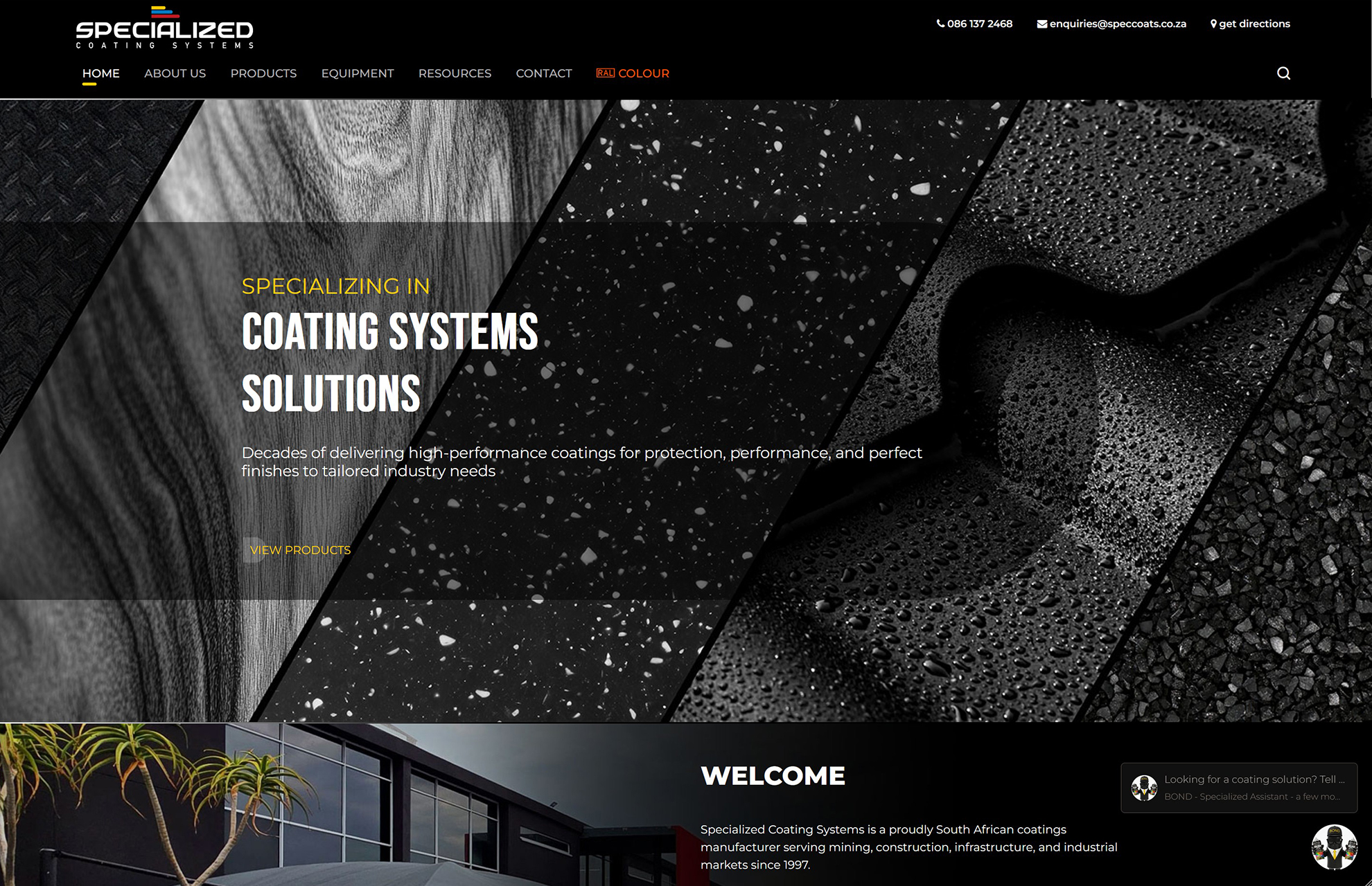 Specialized Coating Systems Website Home Page